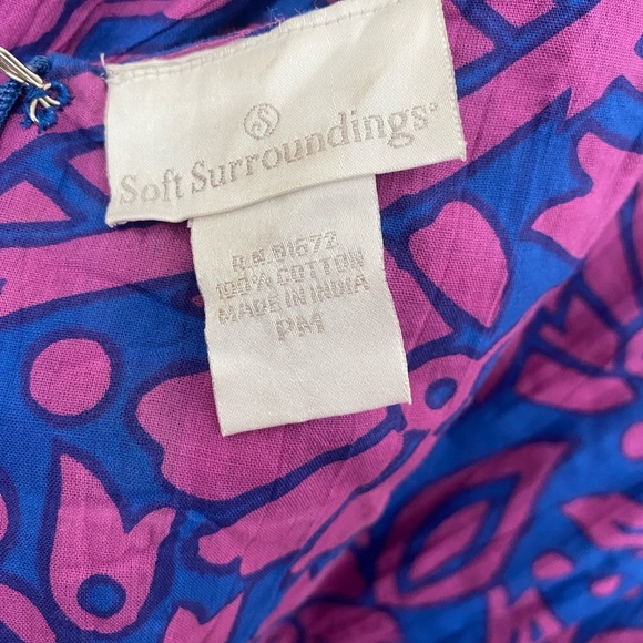 Soft Surroundings Pink Blue Sleeveless Scoop Neck Floral Midi Dress Size Medium - Picture 7 of 8